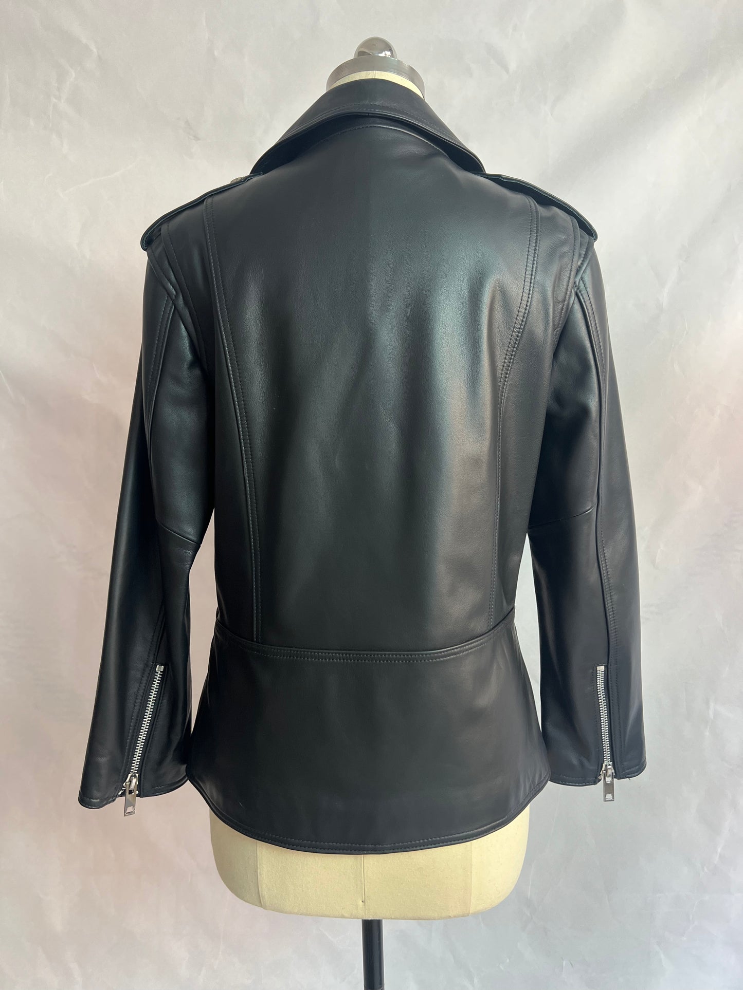 Belted Sustainable Eco-Leather Zip-Up Jacket