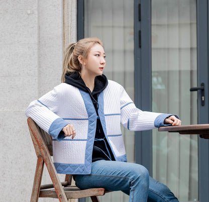 Women's Casual Cardigan Jacket with two sides decorating scarf-sleeves