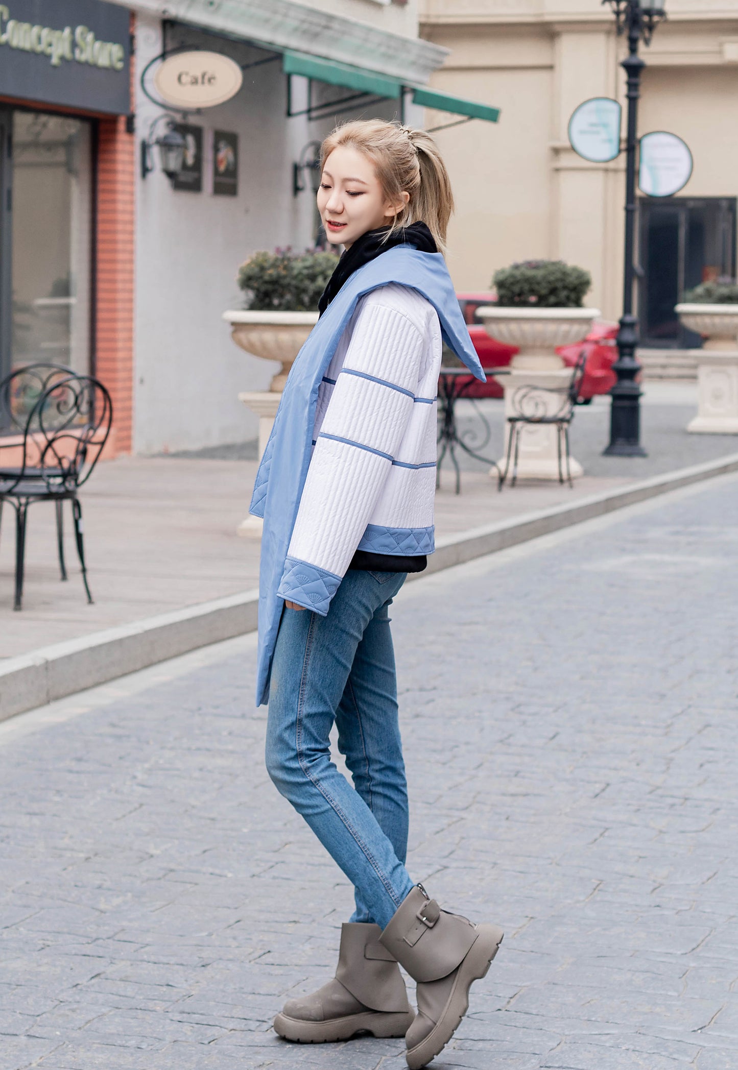 Women's Casual Cardigan Jacket with two sides decorating scarf-sleeves