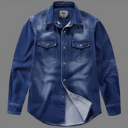 Men’s Vintage Distressed Denim Shirt