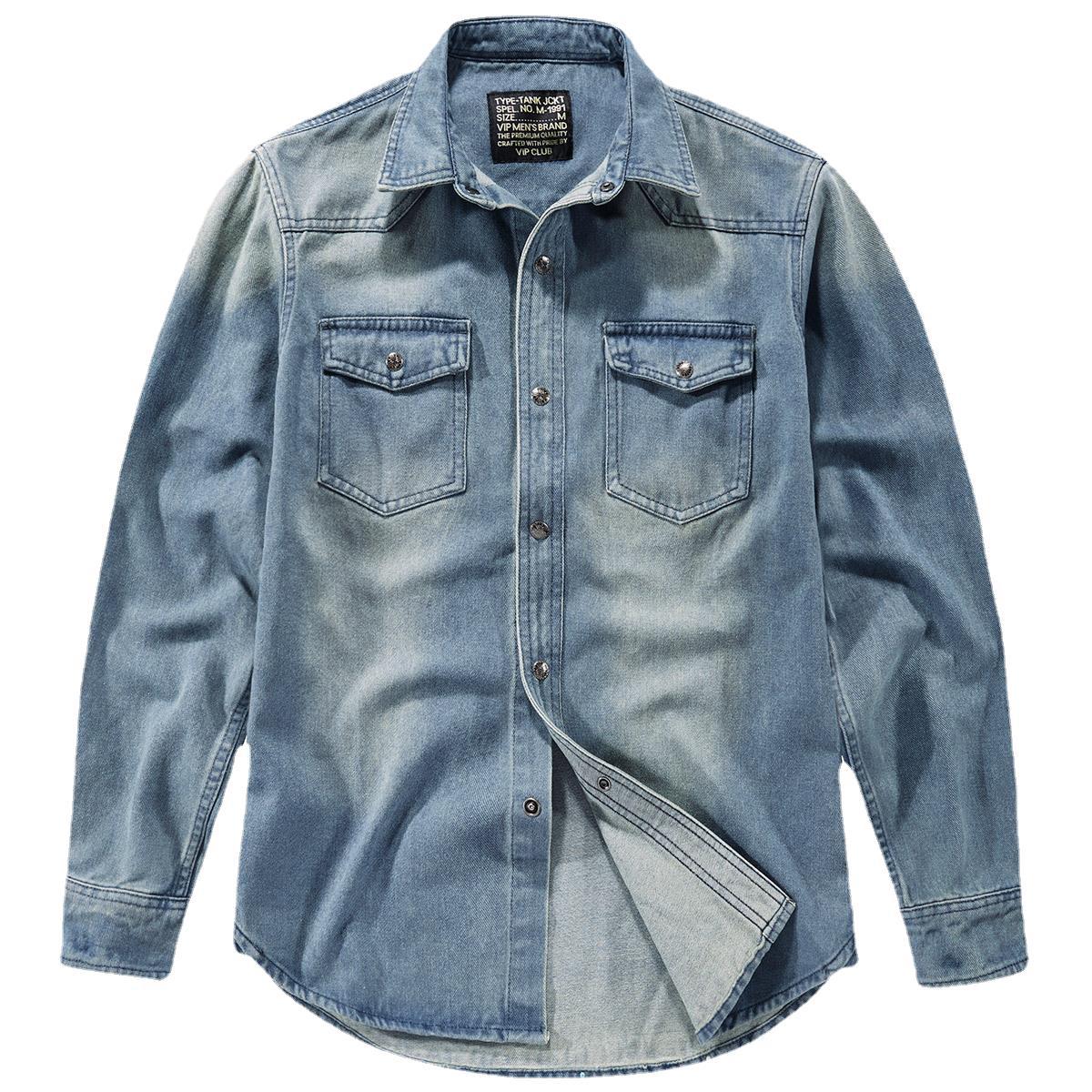 Men’s Vintage Distressed Denim Shirt